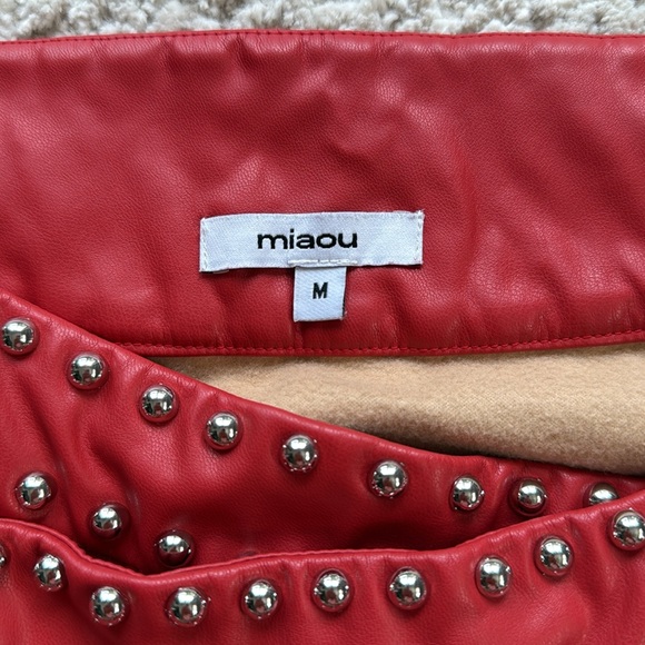 Miaou Red Embellished Studded Wrap Mini Skirt Size Medium Festival - Picture 9 of 15